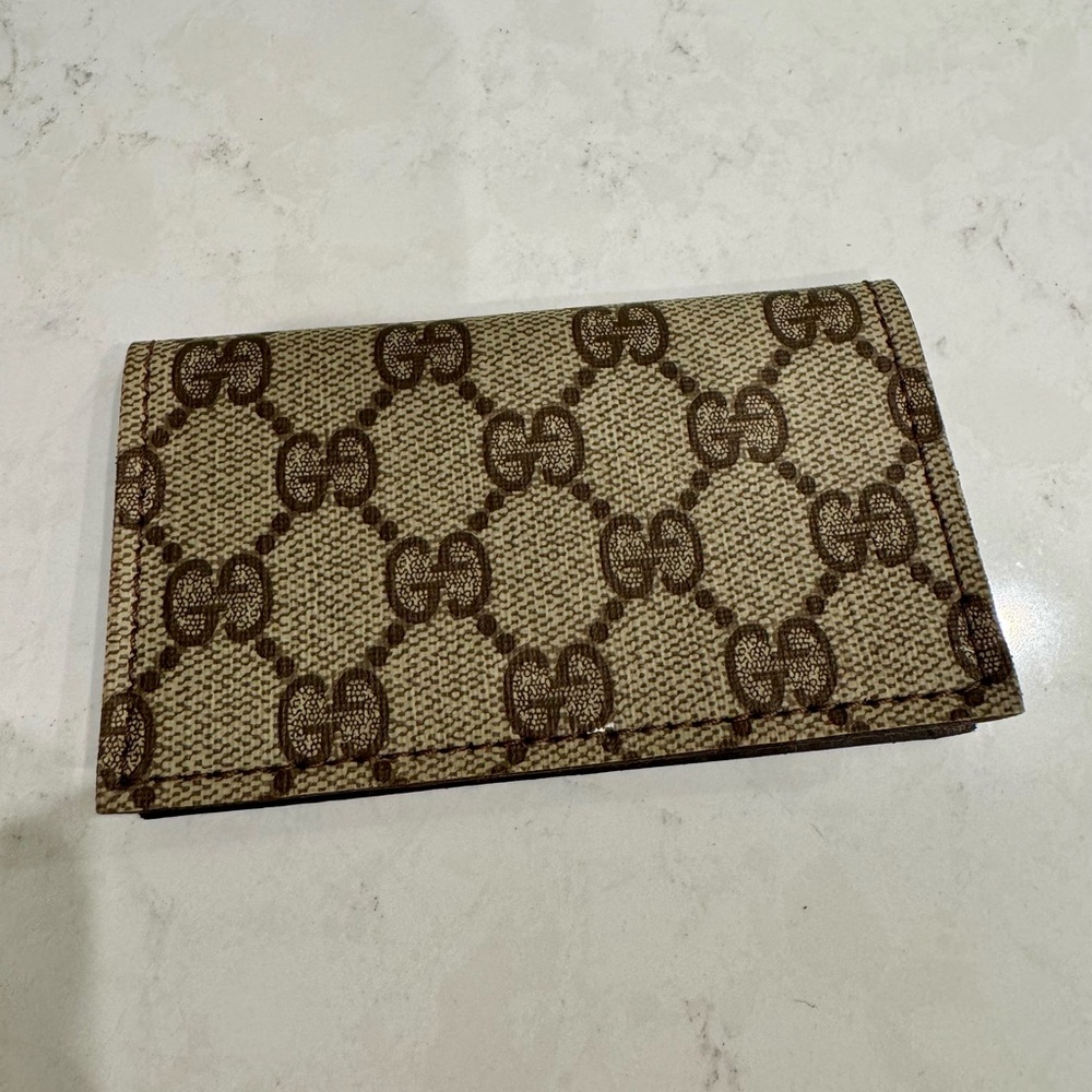 Vintage Boho Gucci Beige and Brown Cardholder